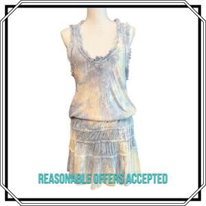 Surf Gypsy Tie-Dye Sleeveless Dress Coverup Raw Edge Blue & White Size M